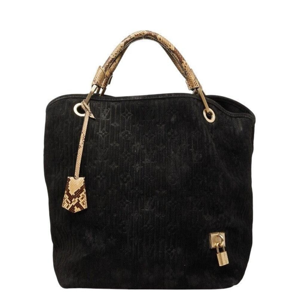 Louis Vuitton Monogram Exotic Suede Whisper GM Tote Bag Python Black